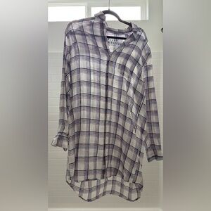 Frank & Eileen White Shirt Dress with Red and Blue Plaid. Size S. NWOT.